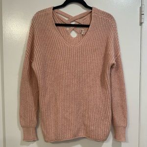 Light pink cross-back knitted sweater 💗💗
